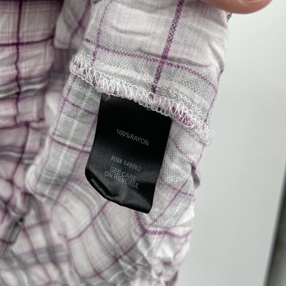 Torrid Purple Plaid Challis Tie Fromt Midi Dolman Blouse Size 1 1X - Picture 7 of 8